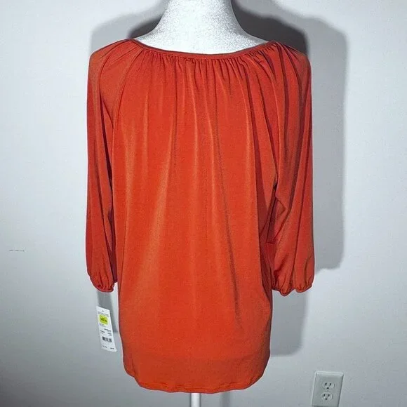NWT - Notations Women's Orange Snapped Blouse - PXL - Picture 2 of 10